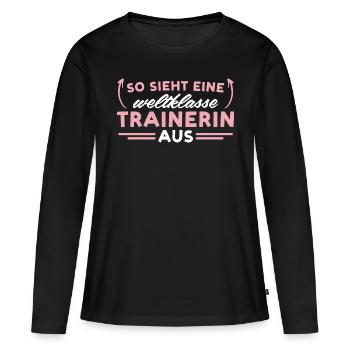 Fußballtrainerin Weltklasse Trainerin - Frauen Premium Bio Langarmshirt - Schwarz - Vorne - Julia (174cm)