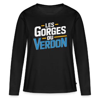 Les Gorges du Verdon - T-shirt manches longues Premium bio Femme - noir - Devant - Julia (174cm)