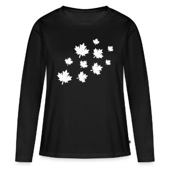 Maple Leaves - Women's Premium Organic Long Sleeve Shirt - black - Front - Julia (174cm)