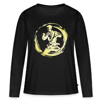 Karate Man - Women's Premium Organic Long Sleeve Shirt - black - Front - Julia (174cm)
