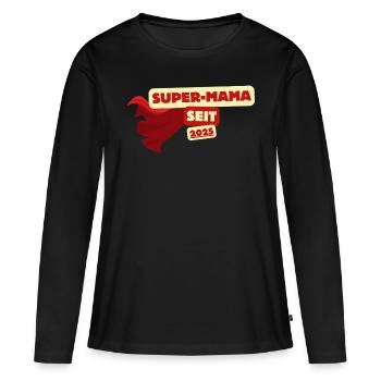 Super mom heroine since 2025 - Women's Premium Organic Long Sleeve Shirt - black - Front - Julia (174cm)