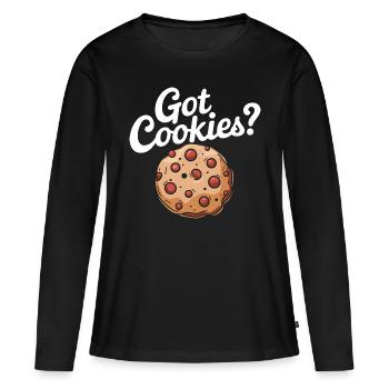 Cookies Cookie Keks Kekse Schokolade - Frauen Premium Bio Langarmshirt - Schwarz - Vorne - Julia (174cm)