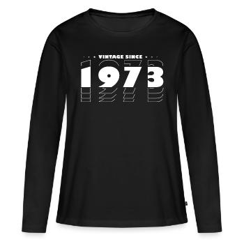Vintage Bold Hommage à 1973 - Célébrer le 52ème - T-shirt manches longues Premium bio Femme - noir - Devant - Julia (174cm)