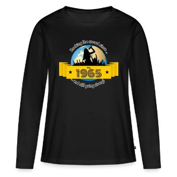 60. Anniversaire Secouant la foule depuis 05/1965 - T-shirt manches longues Premium bio Femme - noir - Devant - Julia (174cm)