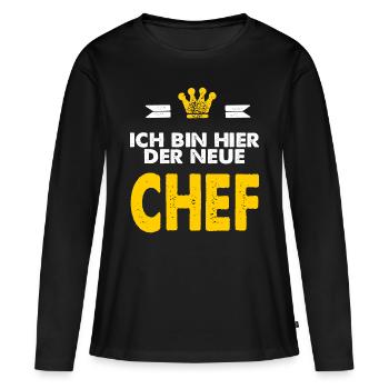 CD - Ich bin hier der neue Chef - - RAHMENLOS - Frauen Premium Bio Langarmshirt - Schwarz - Vorne - Julia (174cm)