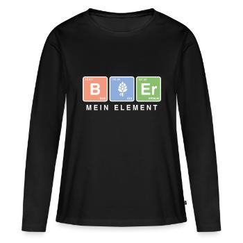 Elementar Bier – Chemie trifft auf Biergenuss - Frauen Premium Bio Langarmshirt - Schwarz - Vorne - Julia (174cm)
