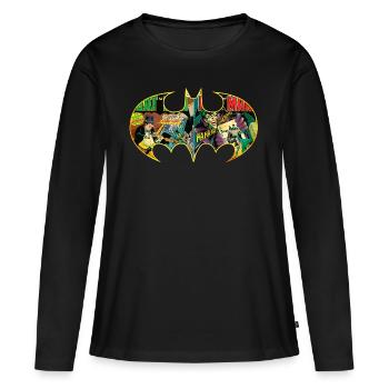 Batman logo Comic Enfant Tee Shirt - T-shirt manches longues Premium bio Femme - noir - Devant - Julia (174cm)