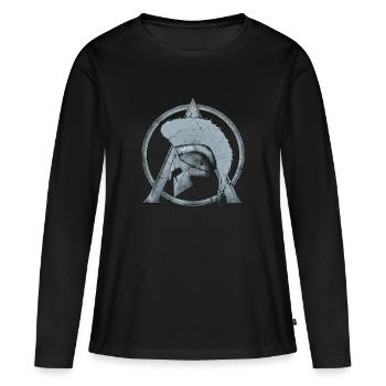 Casque Leonidas et symbole Sparta Lambda - T-shirt manches longues Premium bio Femme - noir - Devant - Julia (174cm)