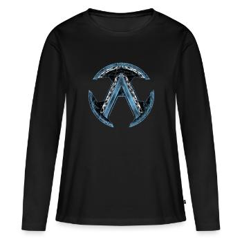 Celtic Sparta Lambda Blue Ice - T-shirt manches longues Premium bio Femme - noir - Devant - Julia (174cm)