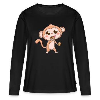 Singe Faune Fantaisie Faim Cookies Cadeau Bébé - T-shirt manches longues Premium bio Femme - noir - Devant - Julia (174cm)