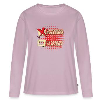 Je préfère la liberté dangereuse - Jefferson - T-shirt manches longues Premium bio Femme - rose poudré - Devant - Julia (174cm)