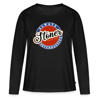 STONER - T-shirt manches longues Premium bio Femme - noir - Devant - Julia (174cm)