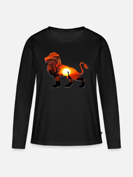 Majestätischer Löwe - Tierisches Dessin - Frauen Premium Bio Langarmshirt - Schwarz