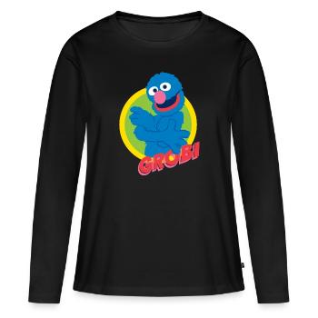 Rue Sésame Grover Grobi Portrait - T-shirt manches longues Premium bio Femme - noir - Devant - Julia (174cm)