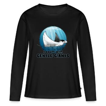 Étroche manta - T-shirt manches longues Premium bio Femme - noir - Devant - Julia (174cm)