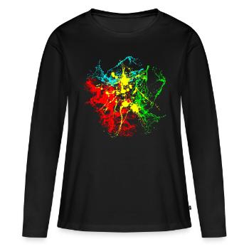 Éclaboussures de peinture - T-shirt manches longues Premium bio Femme - noir - Devant - Julia (174cm)