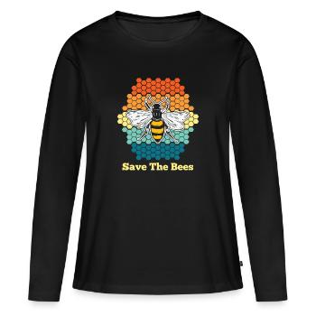 Citation d’abeille Rétro Vintage Bumble Bee Save The Bees - T-shirt manches longues Premium bio Femme - noir - Devant - Julia (174cm)