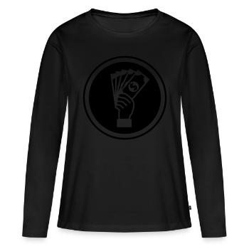 Monnaie Monnaie Silhouette - T-shirt manches longues Premium bio Femme - noir - Devant - Julia (174cm)
