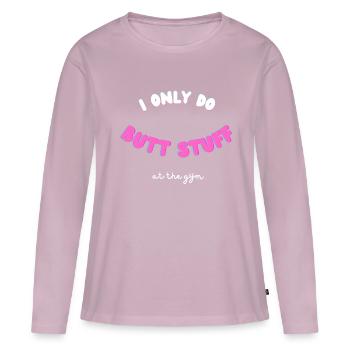 Drôle de fitness Sport Saying - Trucs de fesses - T-shirt manches longues Premium bio Femme - rose poudré - Devant - Julia (174cm)