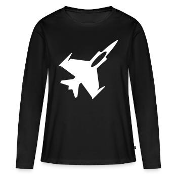 Symbole de jet d’avion - T-shirt manches longues Premium bio Femme - noir - Devant - Julia (174cm)
