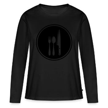 Fork Cutlery - Women's Premium Organic Long Sleeve Shirt - black - Front - Julia (174cm)