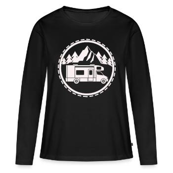 Camping - Caravane de vacances en forêt Outback - T-shirt manches longues Premium bio Femme - noir - Devant - Julia (174cm)
