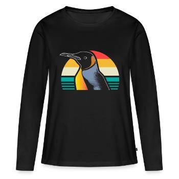 Pingouin Oiseau de mer du pôle Sud - T-shirt manches longues Premium bio Femme - noir - Devant - Julia (174cm)