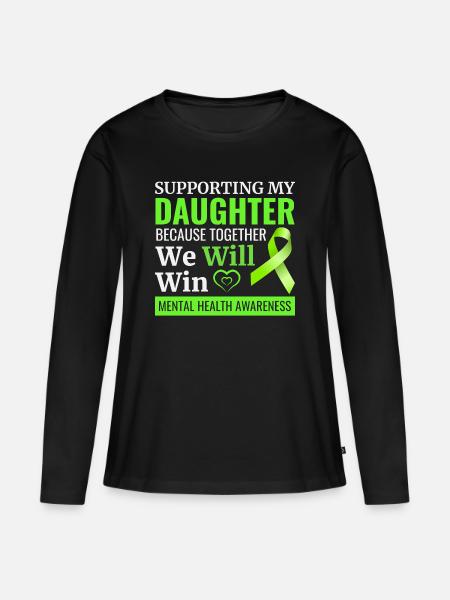 Bewusstsein für psychische Gesundheit - Frauen Premium Bio Langarmshirt - Schwarz