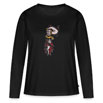 dague en sang style old school - T-shirt manches longues Premium bio Femme - noir - Devant - Julia (174cm)