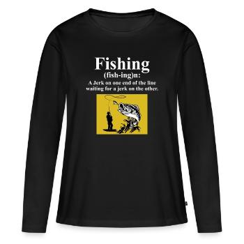 Pêcheur Amateur de poissons Pêcheurs Humour drôle - T-shirt manches longues Premium bio Femme - noir - Devant - Julia (174cm)