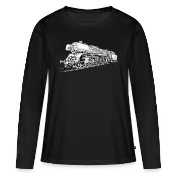 Dampflok 03 1010 - Frauen Premium Bio Langarmshirt - Schwarz - Vorne - Julia (174cm)