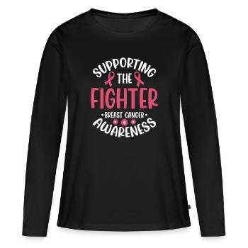 Krebs Kampf Kämpferin Krankheit - Frauen Premium Bio Langarmshirt - Schwarz - Vorne - Julia (174cm)