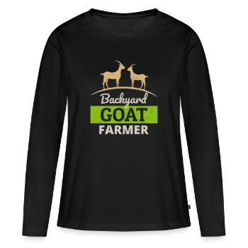 Backyard Goat Farmer Animal Farming Farm Funny - Women's Premium Organic Long Sleeve Shirt - black - Front - Julia (174cm)