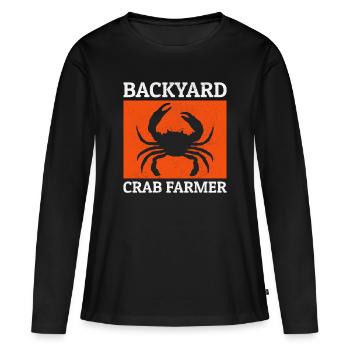 Backyard Crab Farmer Animal Farming Farm Funny - Women's Premium Organic Long Sleeve Shirt - black - Front - Julia (174cm)