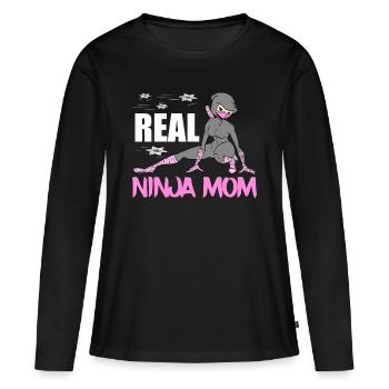 Real Ninja Mom Karate Martial Arts Fencer Ninja - T-shirt manches longues Premium bio Femme - noir - Devant - Julia (174cm)