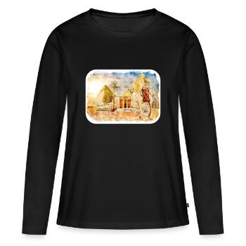 Le Caire Egypte Aquarelle Esquisse Dessinée Illustration - T-shirt manches longues Premium bio Femme - noir - Devant - Julia (174cm)