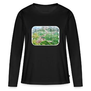 Illustration de l’esquisse à l’aquarelle de Pékin - T-shirt manches longues Premium bio Femme - noir - Devant - Julia (174cm)