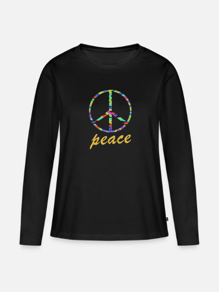 frieden peace - Frauen Premium Bio Langarmshirt - Schwarz