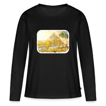 Le Caire Egypte Aquarelle Esquisse Dessinée Illustration - T-shirt manches longues Premium bio Femme - noir - Devant - Julia (174cm)