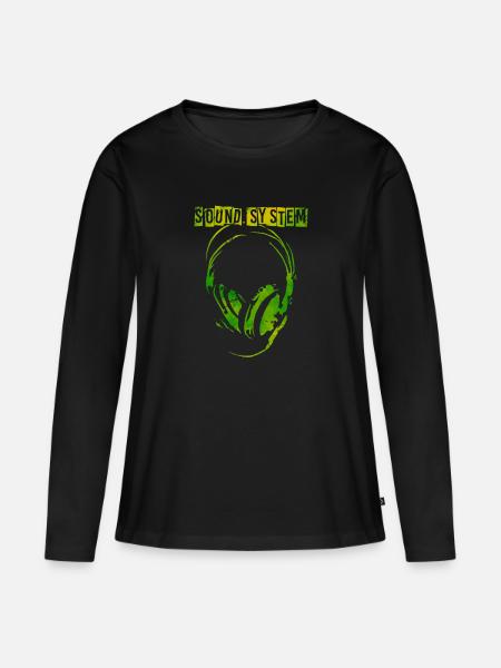 Soundsystem Kopfhörer Free Party - Frauen Premium Bio Langarmshirt - Schwarz