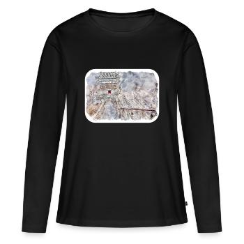 Illustration de l’esquisse à l’aquarelle de Pékin - T-shirt manches longues Premium bio Femme - noir - Devant - Julia (174cm)