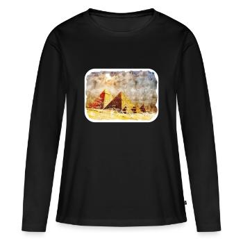 Le Caire Egypte Aquarelle Esquisse Dessinée Illustration - T-shirt manches longues Premium bio Femme - noir - Devant - Julia (174cm)