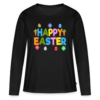 Le cadeau parfait pour ceux qui aiment Pâques et - T-shirt manches longues Premium bio Femme - noir - Devant - Julia (174cm)