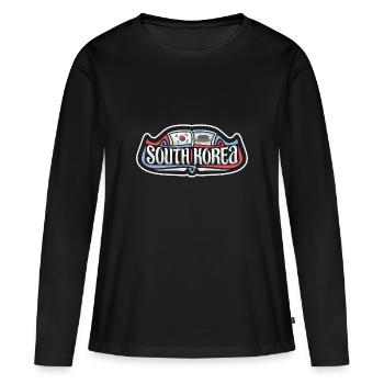 Südkorea Flagge Reise Souvenir Aufkleber Abzeichen Protokoll - Frauen Premium Bio Langarmshirt - Schwarz - Vorne - Julia (174cm)