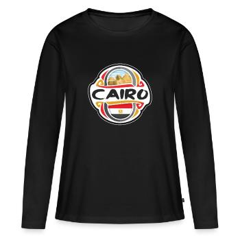 Le Caire Egypte Drapeau Badge Voyage Souvenir Timbre - T-shirt manches longues Premium bio Femme - noir - Devant - Julia (174cm)