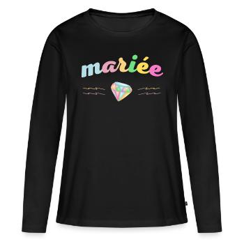 mariée de diamant - T-shirt manches longues Premium bio Femme - noir - Devant - Julia (174cm)
