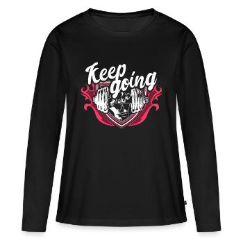 Musculation Renforcement musculaire - T-shirt manches longues Premium bio Femme - noir - Devant - Julia (174cm)