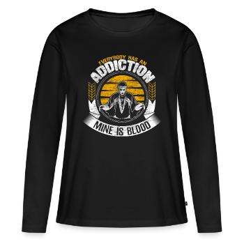 Halloween Vampir Fangzähne Gruselig - Frauen Premium Bio Langarmshirt - Schwarz - Vorne - Julia (174cm)