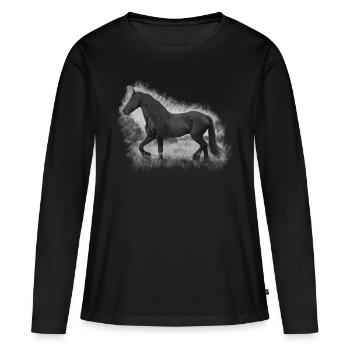 Cheval - T-shirt manches longues Premium bio Femme - noir - Devant - Julia (174cm)