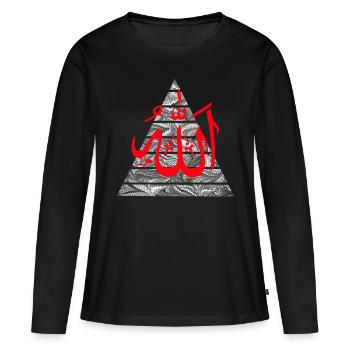 allah rouge - T-shirt manches longues Premium bio Femme - noir - Devant - Julia (174cm)